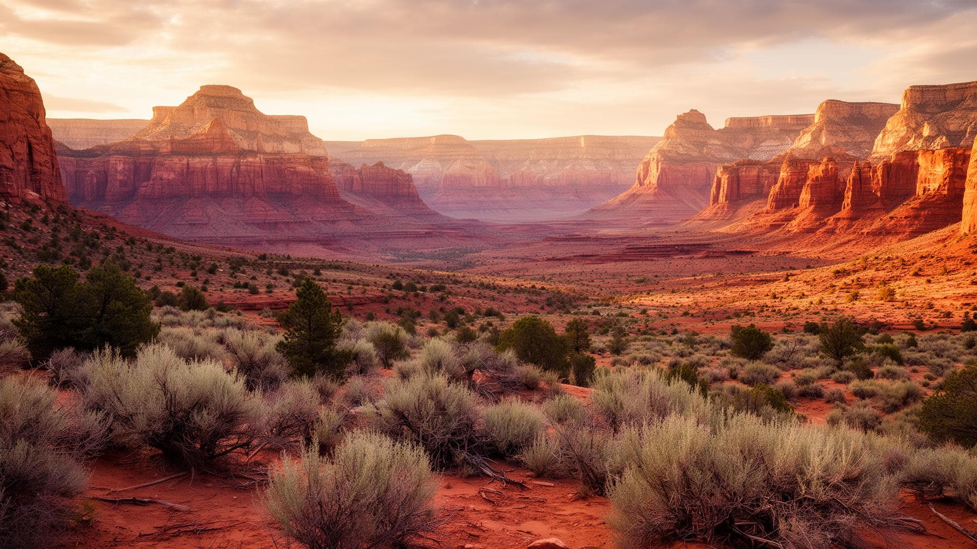 Red rock canyon at golden hour in Northern Arizona